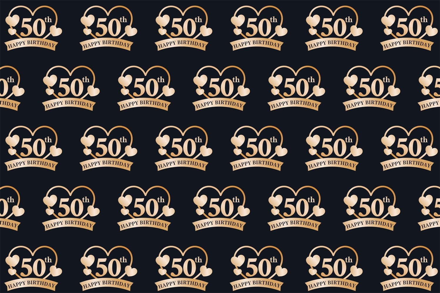 Personalized 50th Birthday Backdrop Golden Hearts Backdrop UK BRP3-107
