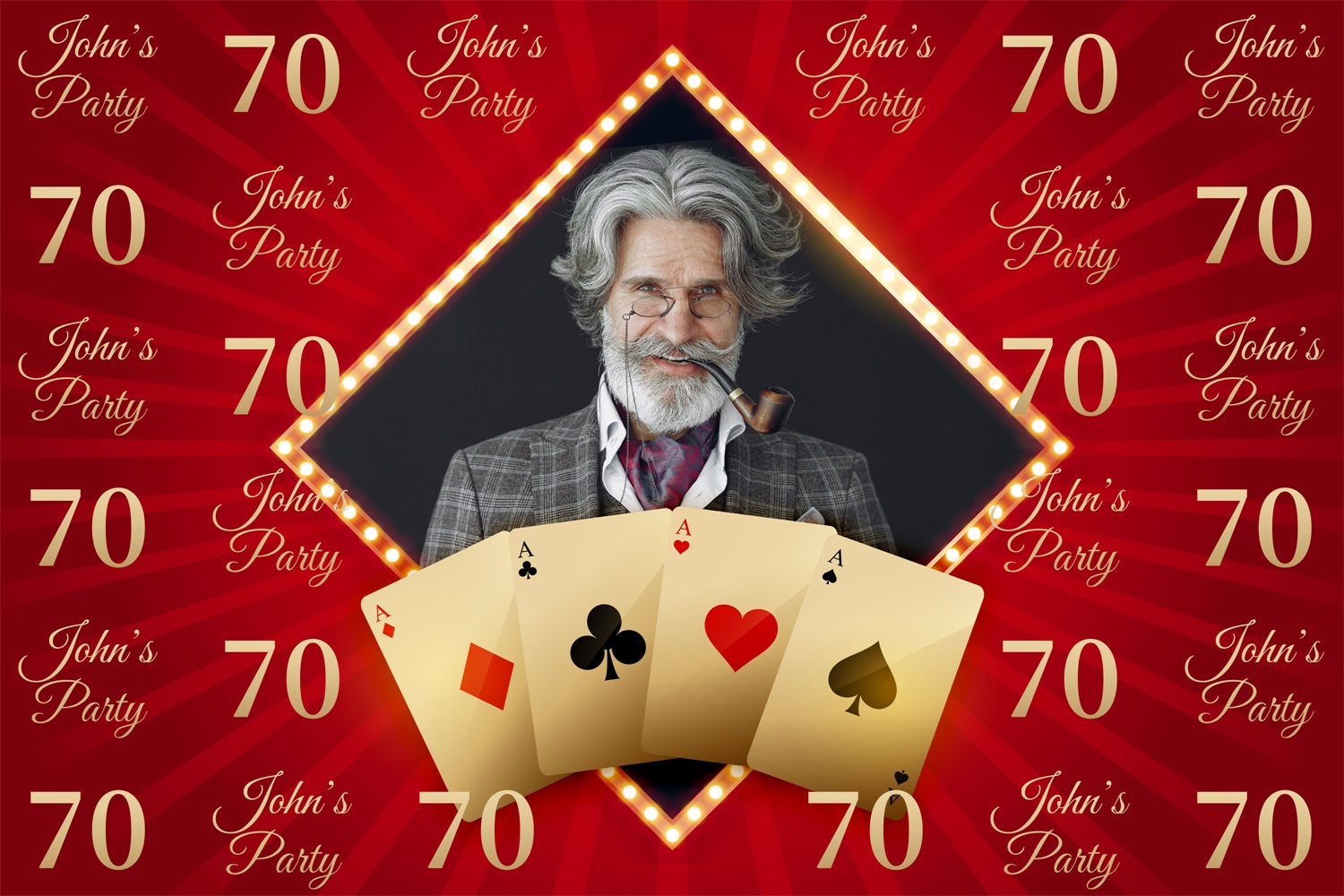Personalized 70th Birthday Backdrop Card Game Red Backdrop UK BRP3-109