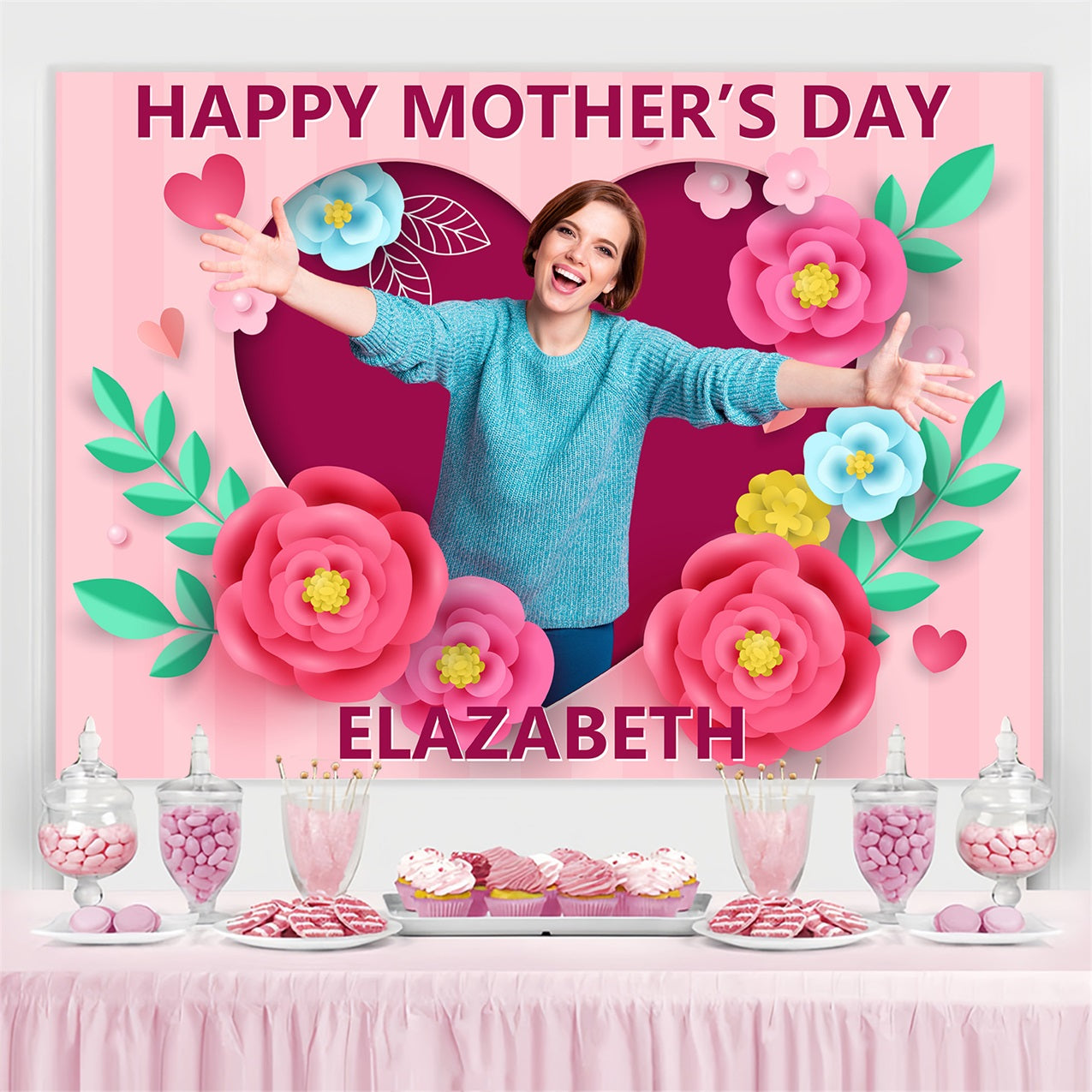 Backdrop Mother's Day Floral Celebration Customized Backdrop UK BRP3-132