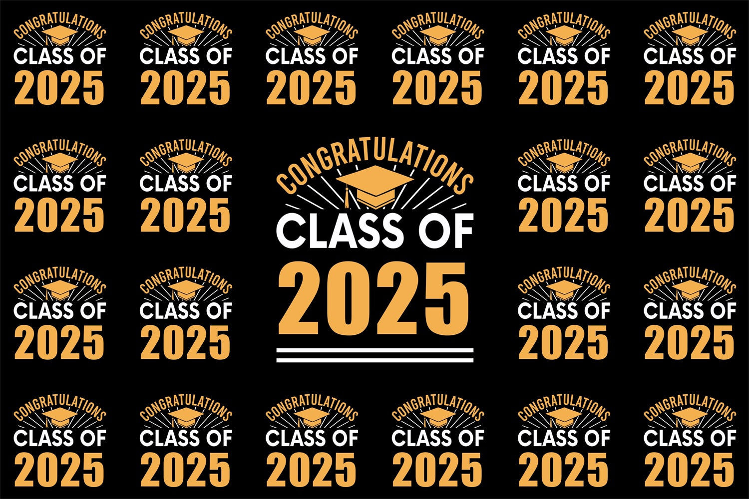 Custom Graduation Backdrops Gold Grad Cap 2025 Graduation Party Backdrop UK BRP3-14