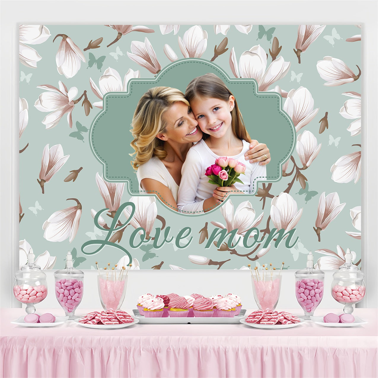 Backdrop For Mothers Day Magnolia Bloom Backdrop Personalized Backdrop UK BRP3-146