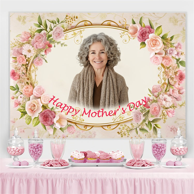 Happy Mother's Day Backdrop Vintage Rose Frame Custom Backdrop UK BRP3-148