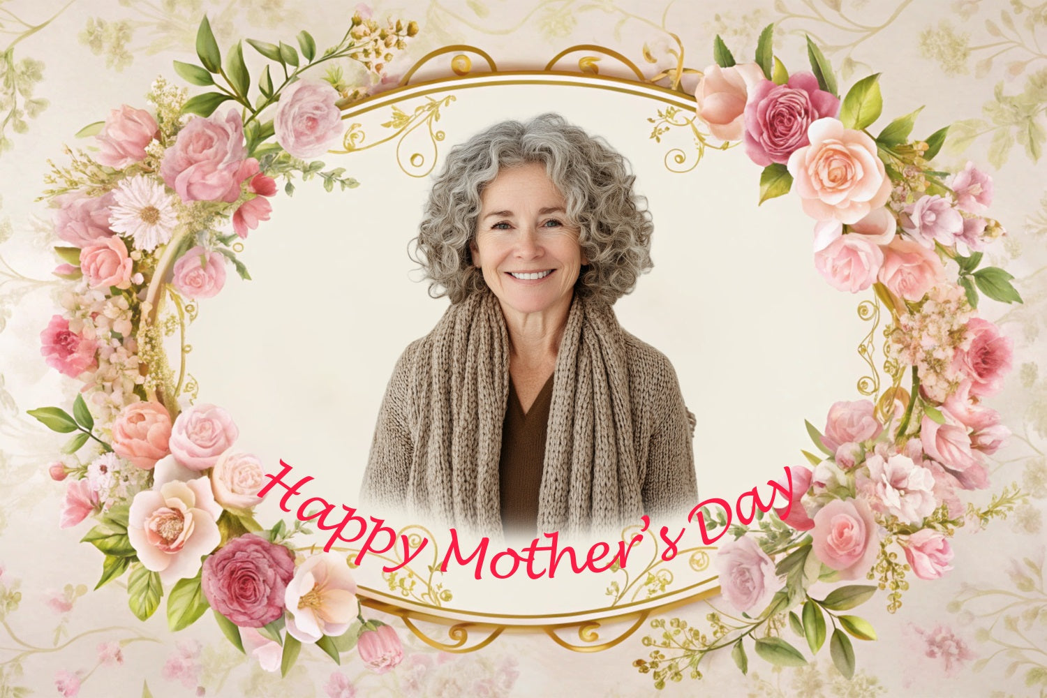 Happy Mother's Day Backdrop Vintage Rose Frame Custom Backdrop UK BRP3-148