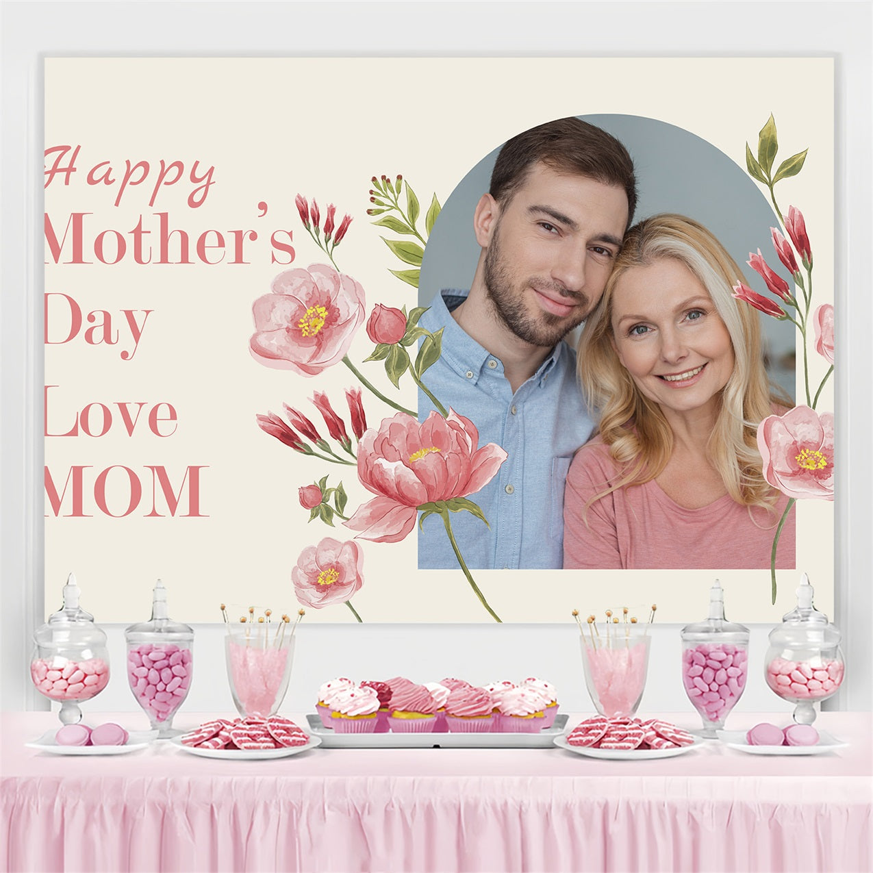 Mother Day Backdrop Floral Frame Love Personalized Backdrop UK BRP3-151
