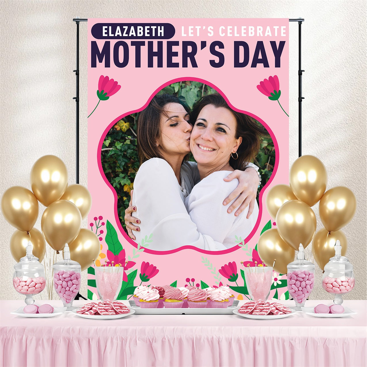 Mothers Day Photo Backdrops Colorful Flower Frame Custom Backdrop UK BRP3-152