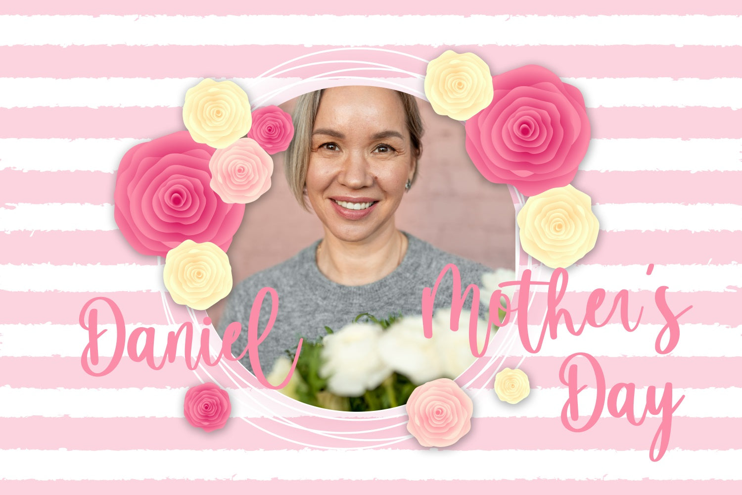 Mother's Day Backdrop Pastel Striped Rose Customized Backdrop UK BRP3-159