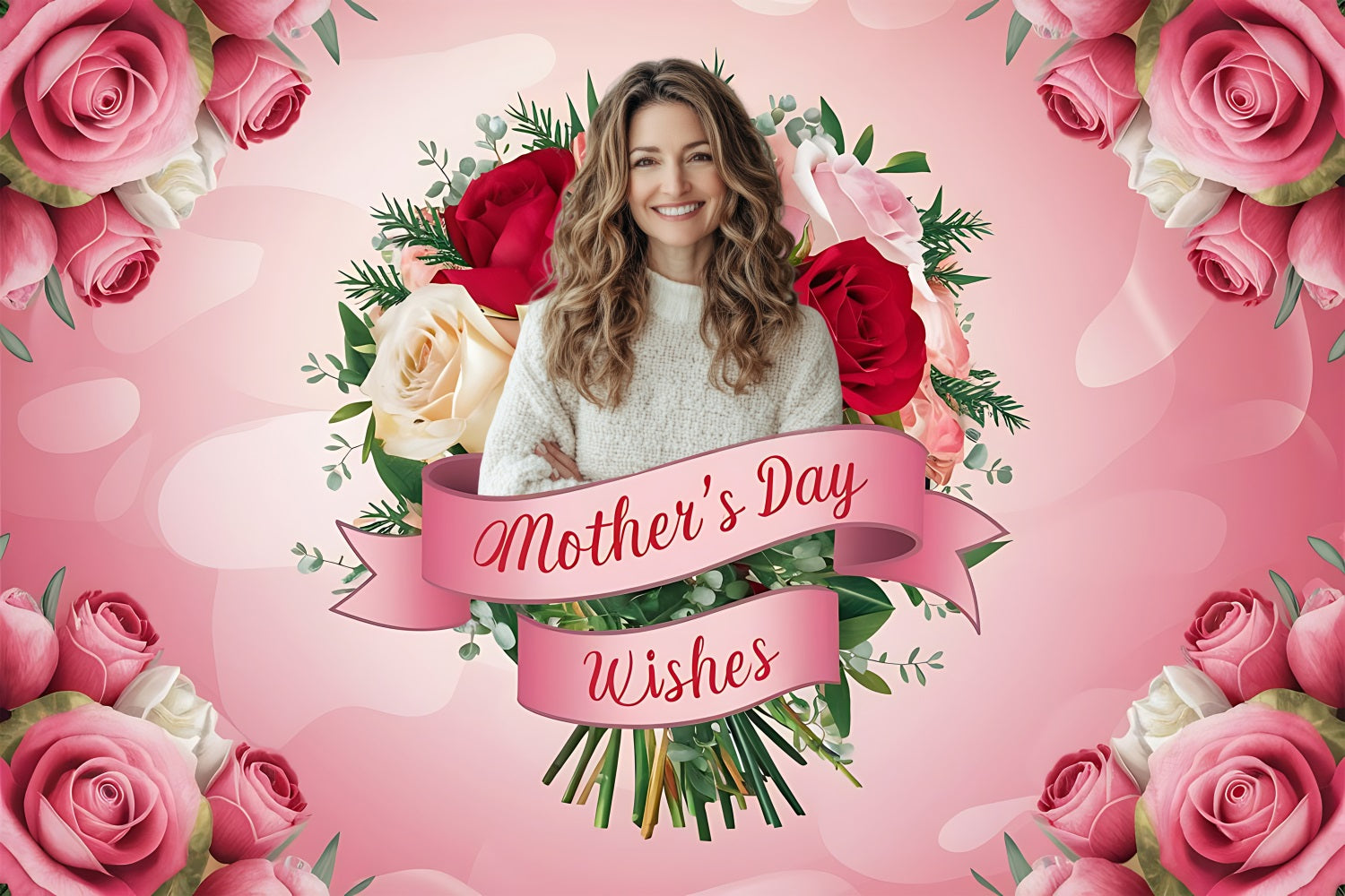 Mothers Day Backdrop Rose Bouquet Personalized Backdrop UK BRP3-160