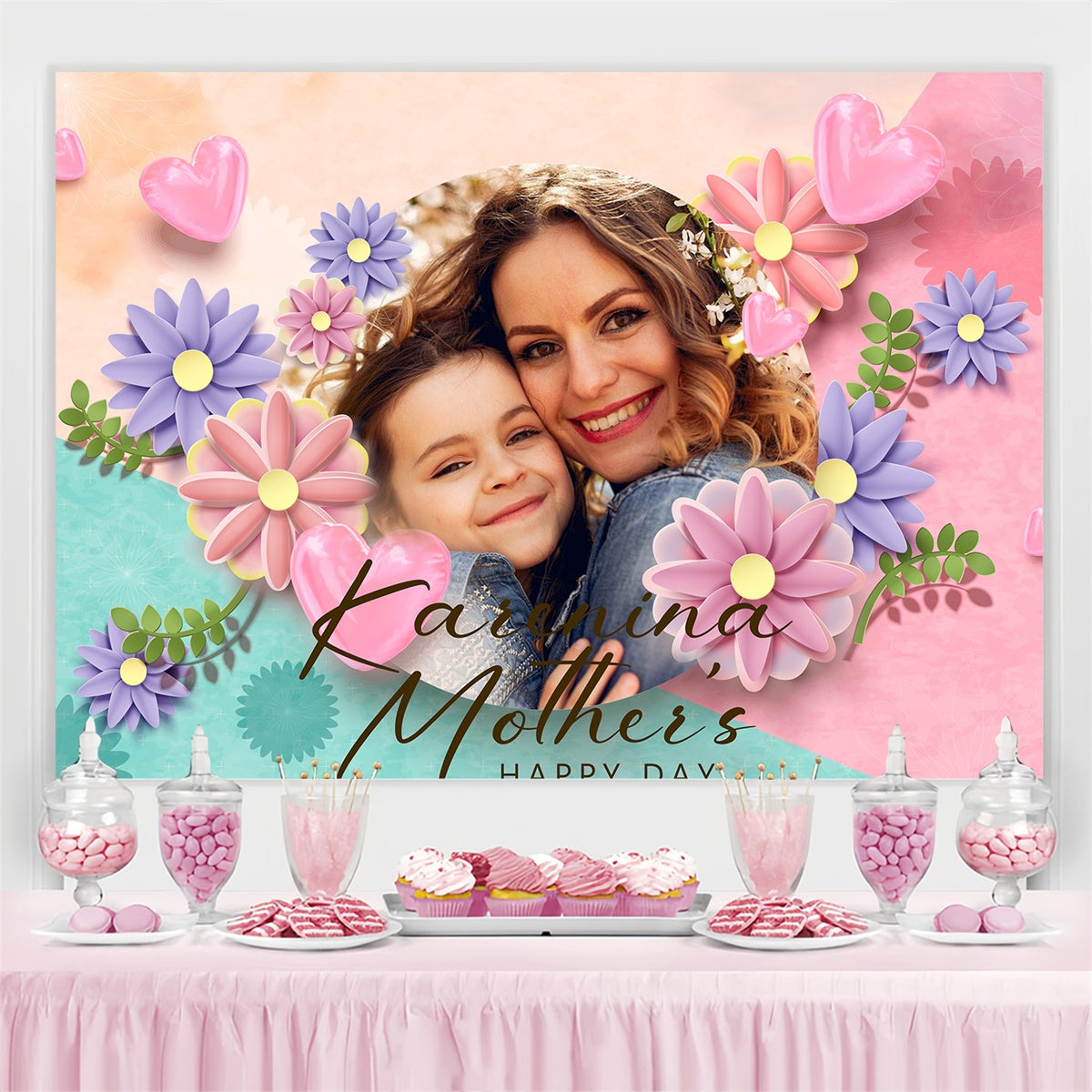 Mothers Day Backdrops Sweet Floral Celebration Customized Backdrop UK BRP3-171