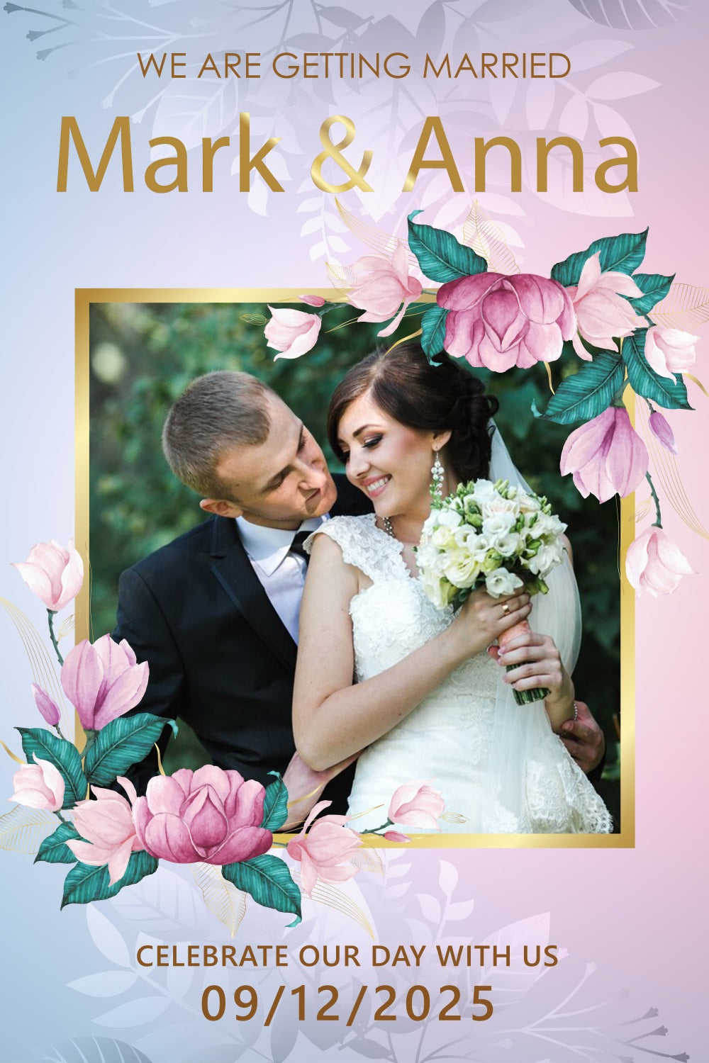 Backdrop For Wedding Floral Frame Personalised Backdrop UK BRP3-195