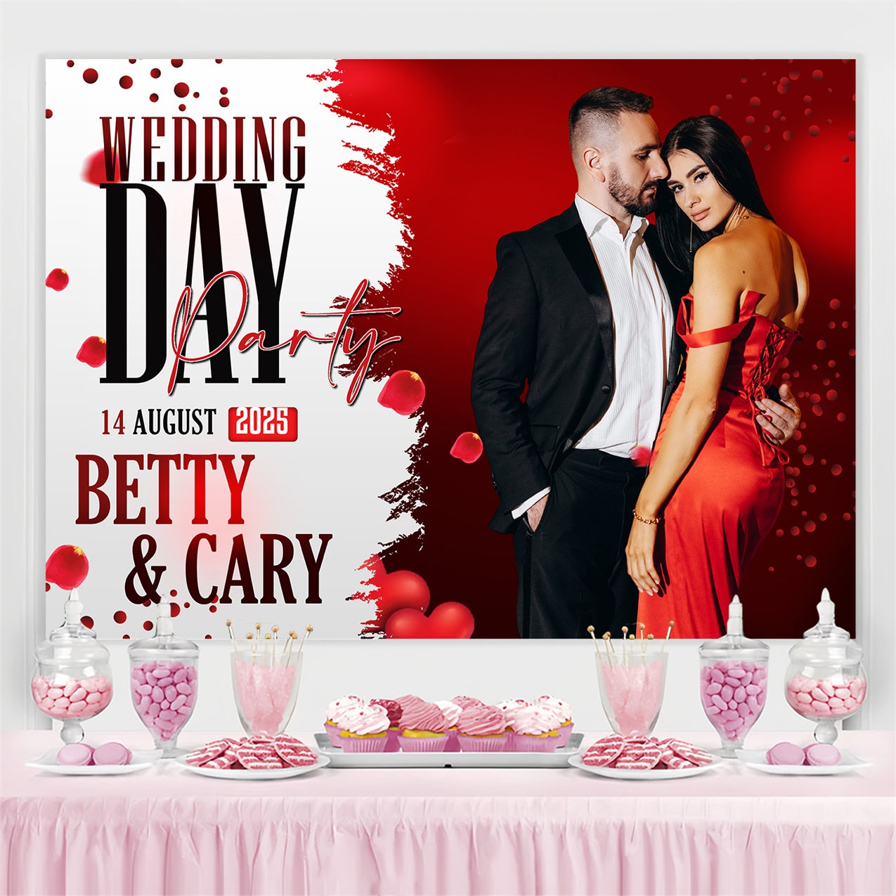 Backdrop Wedding Rose Petal Love Customized Backdrop UK BRP3-198