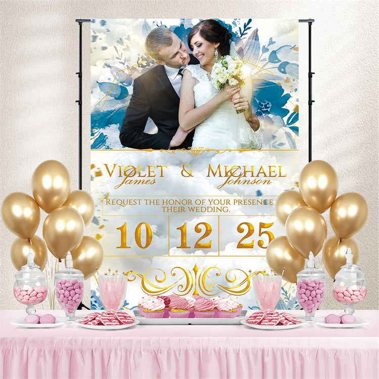 Wedding Photo Backdrop Ideas Clouds Floral Dream Personalised Backdrop UK BRP3-199