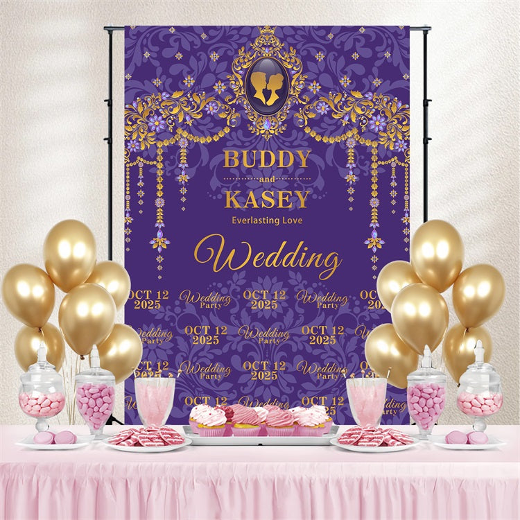 Wedding Backdrops Purple Repeat Celebration Custom Backdrop UK BRP3-201