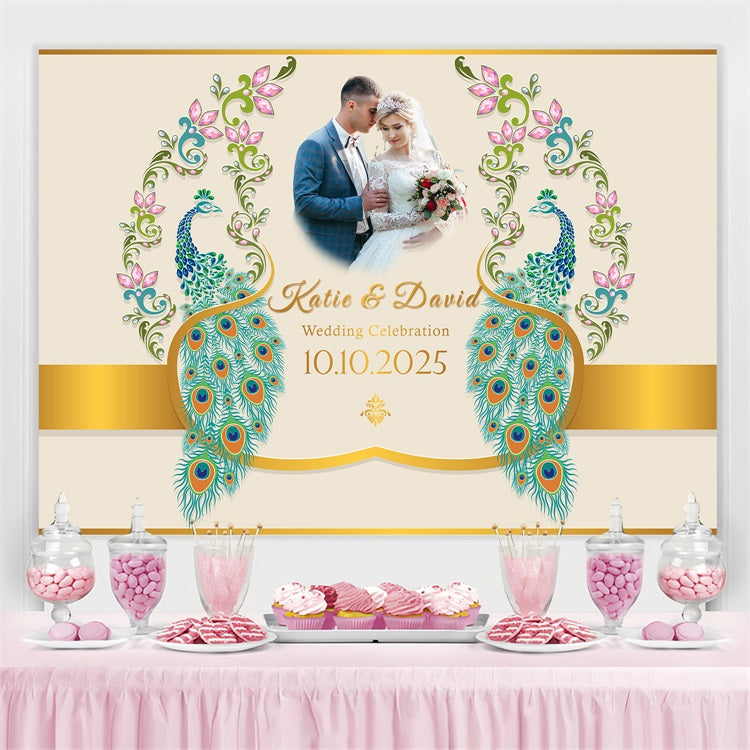 Wedding Backdrop Design Peacock Love Custom Backdrop UK BRP3-203