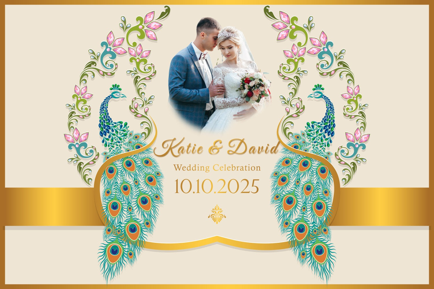 Wedding Backdrop Design Peacock Love Custom Backdrop UK BRP3-203