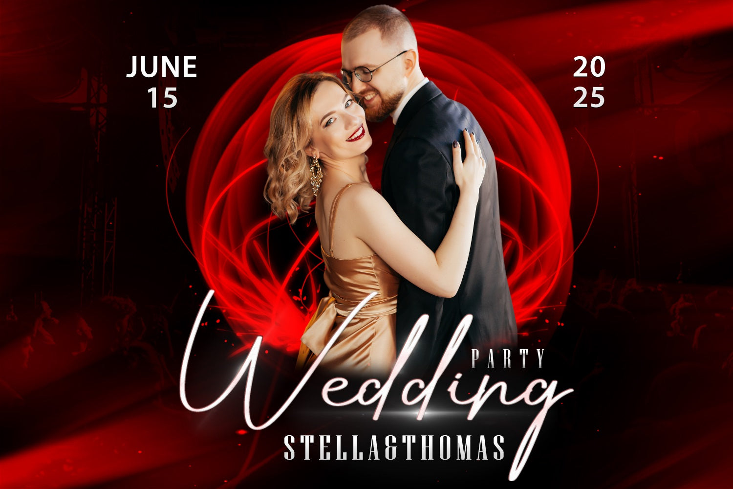 Wedding Backdrop Red Spotlight Party Personalised Backdrop UK BRP3-205