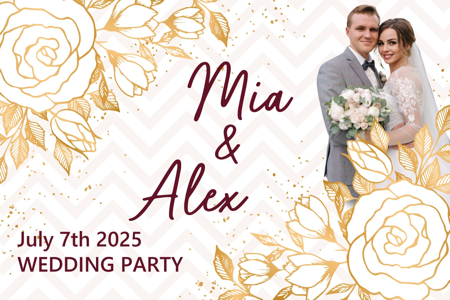 Wedding Backdrop Gold Floral Wedding Personalized Backdrop UK BRP3-210