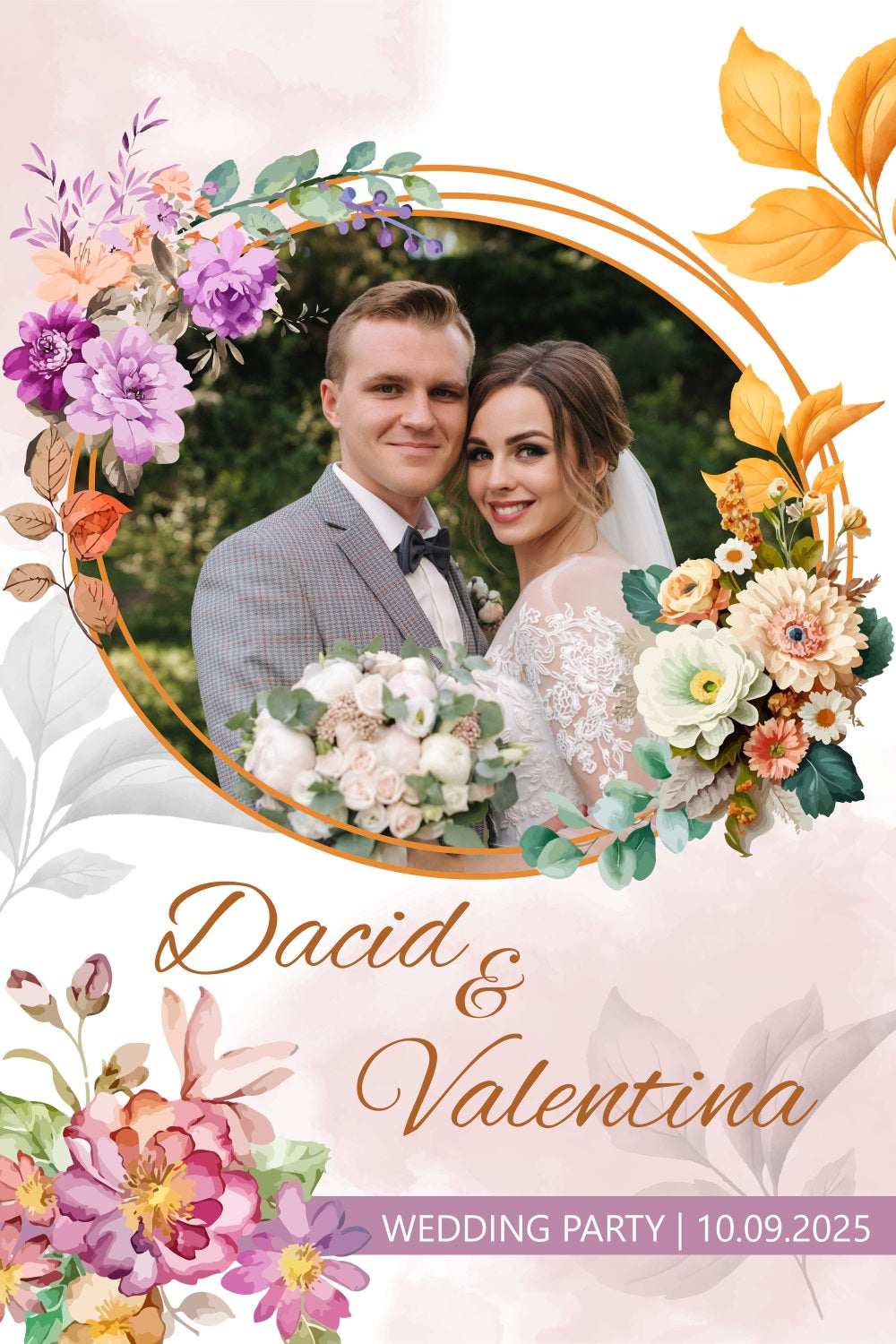 Wedding Photo Backdrop Love Circle Wreath Personalised Backdrop UK BRP3-213