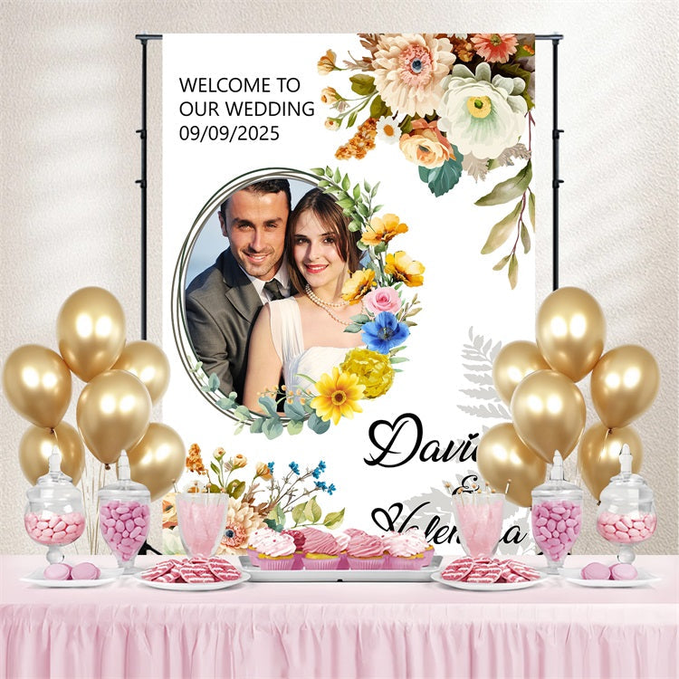 Wedding Floral Backdrop Floral Border Party Personalized Backdrop UK BRP3-214