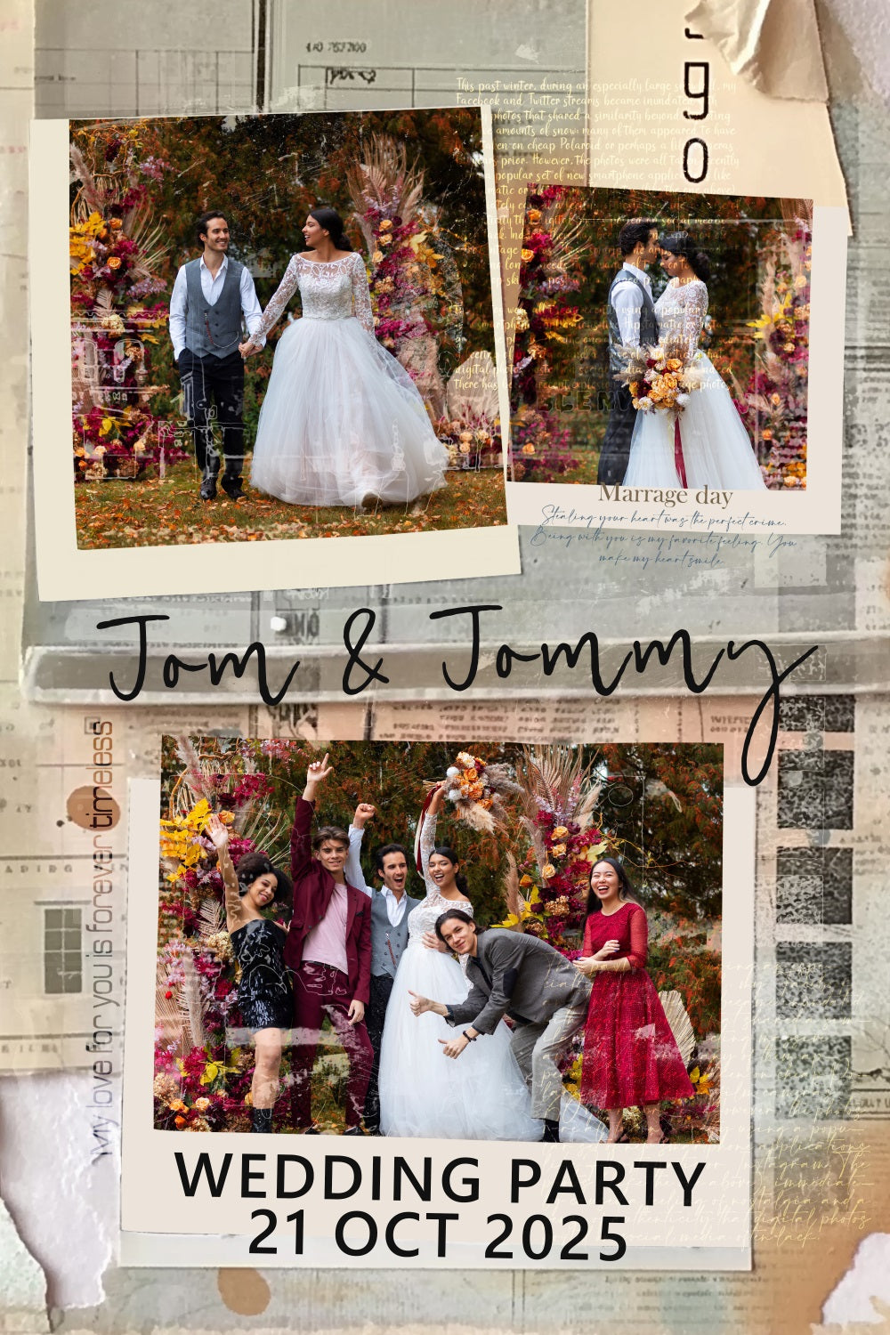 Wedding Photo Backdrop Ideas Vintage Newspaper Customized Backdrop UK BRP3-216