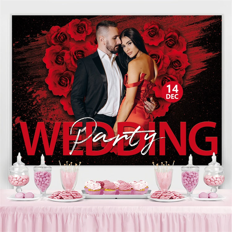 Photo Backdrop Wedding Red Rose Party Personalized Backdrop UK BRP3-219
