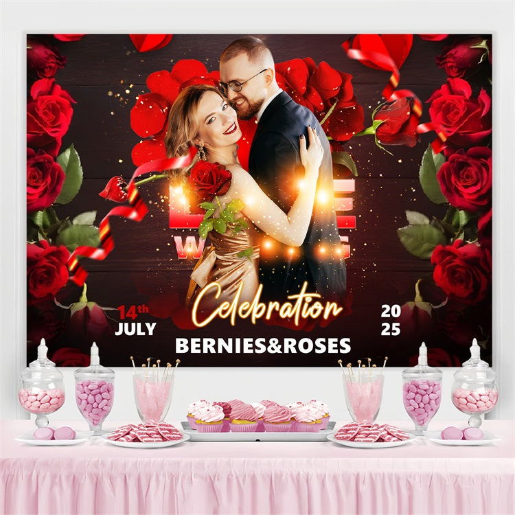 Wedding Ceremony Backdrop Rose Petals Love Custom Backdrop UK BRP3-220