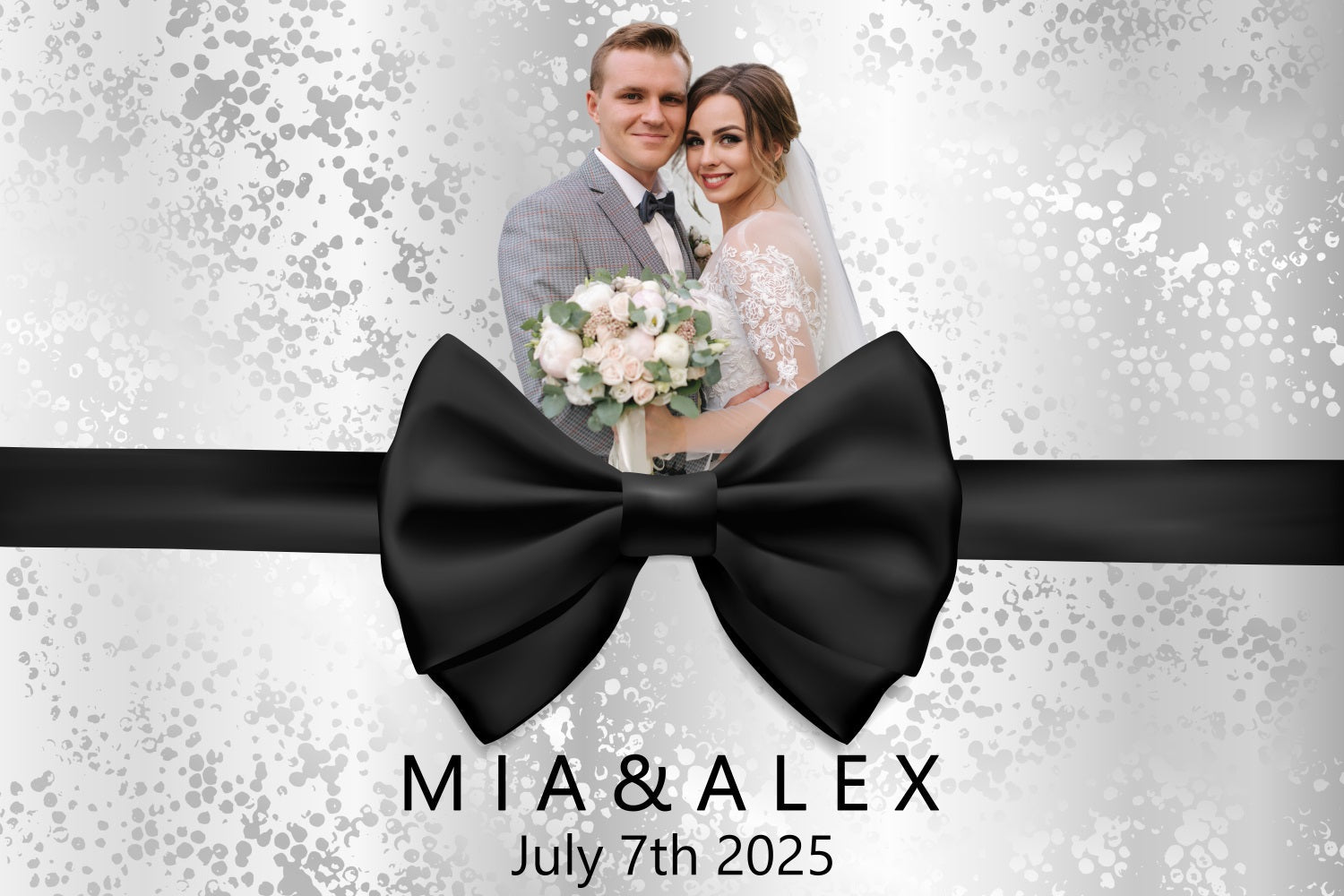 Wedding Photo Backdrops Black Bow Personalized Backdrop UK BRP3-223