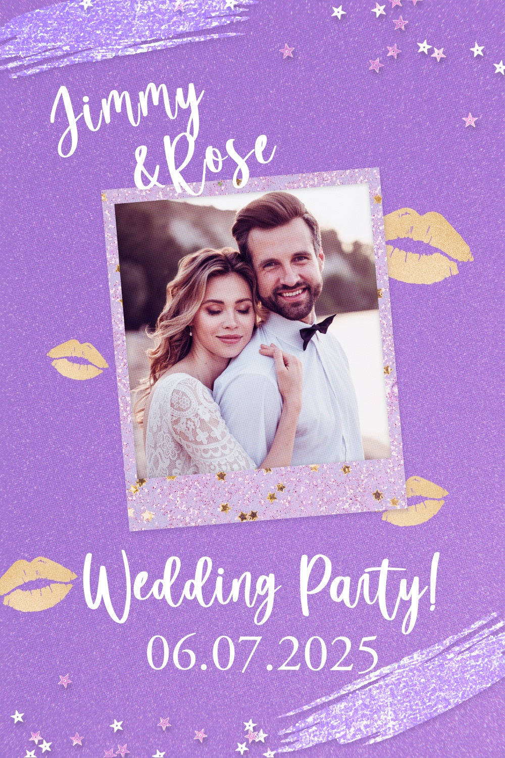 Photo Backdrop Wedding Purple Glitter Personalised Backdrop UK BRP3-226