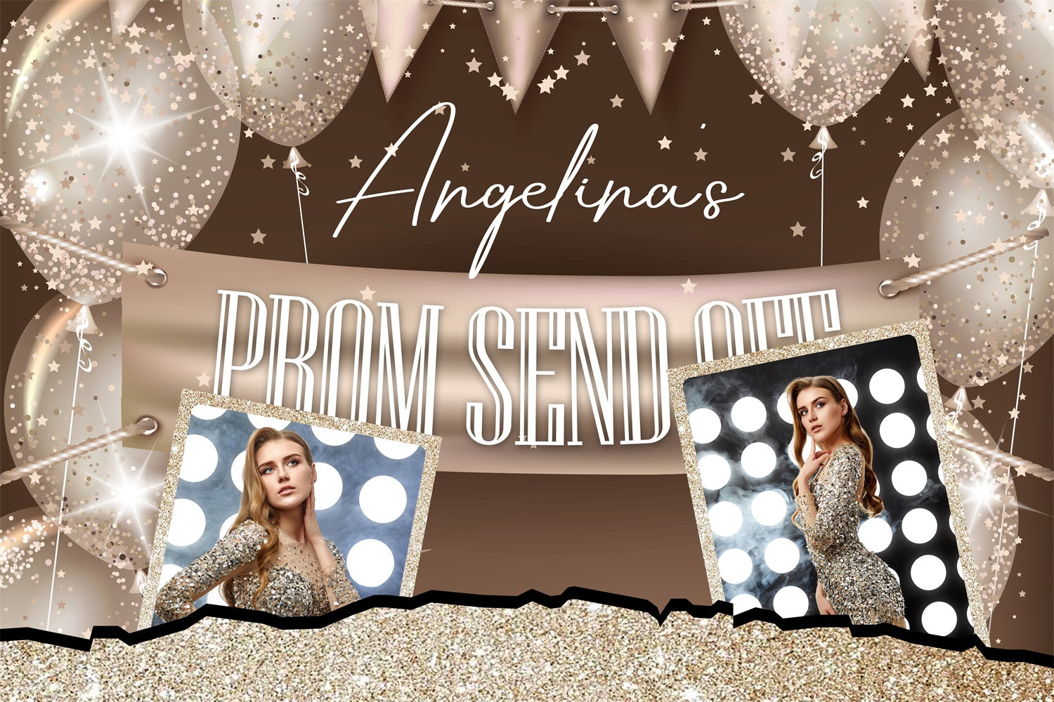 Prom 2025 Backdrop Glitter Balloon Personalized Party Graduation Backdrop UK BRP3-236