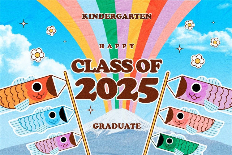 Preschool Graduation Backdrop Colorful Sky Kindergarten Graduation Party Backdrop UK BRP3-24