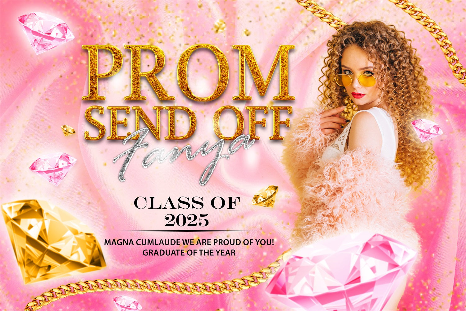 Prom Backdrop Glitter Diamonds Personalised Party Graduation Backdrop UK BRP3-242