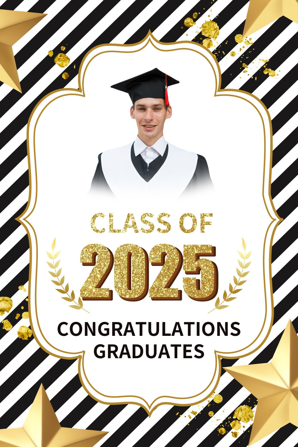 Graduation Portrait Backdrop Modern Striped Glitter Custom Party Graduation Backdrop UK BRP3-243