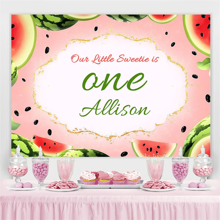 Personalised 1st Birthday Backdrop Sweet Watermelon Theme Backdrop UK BRP3-247