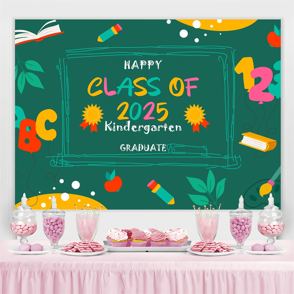 Graduation Backdrop Photoshoot Colorful Chalkboard Graduation Party Backdrop UK BRP3-25