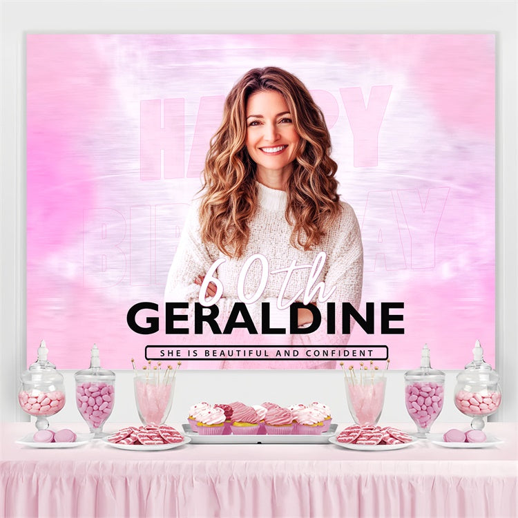 Personalized 60th Birthday Backdrop Soft Pink Elegant Backdrop UK BRP3-254
