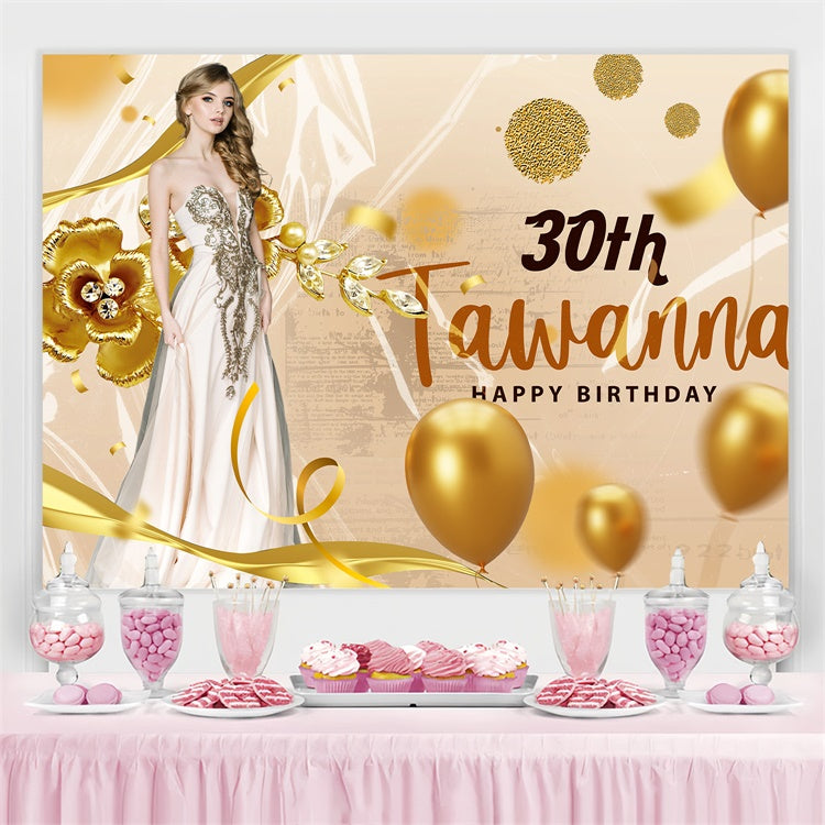 Customized Birthday Backdrop Elegant Gold Floral Balloon Backdrop UK BRP3-259