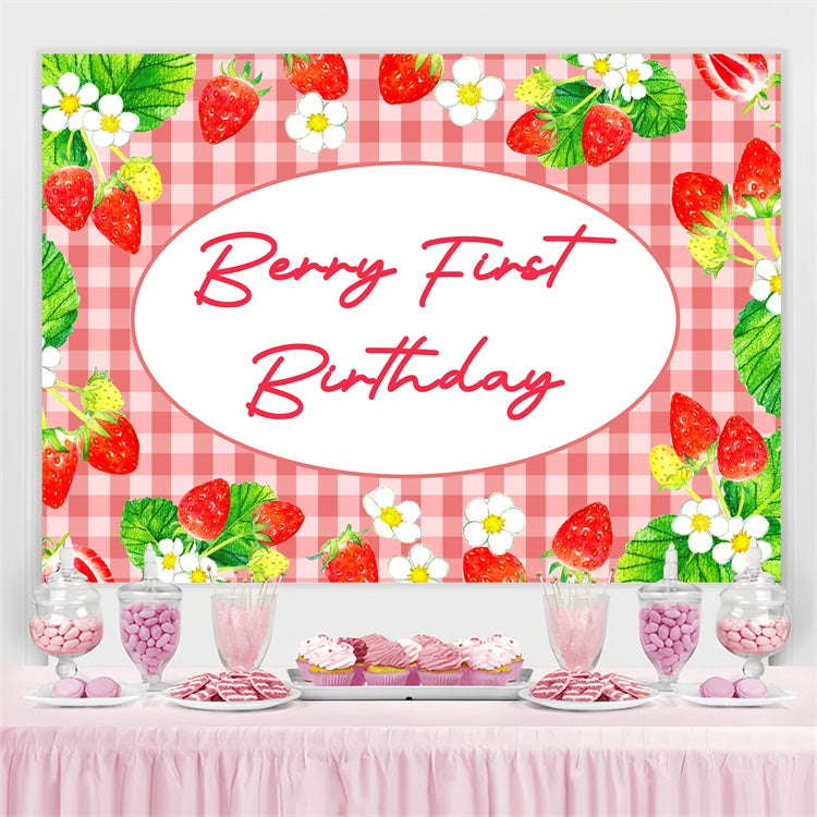 Personalised 1st Birthday Backdrop Sweet Strawberry Garden Backdrop UK BRP3-260