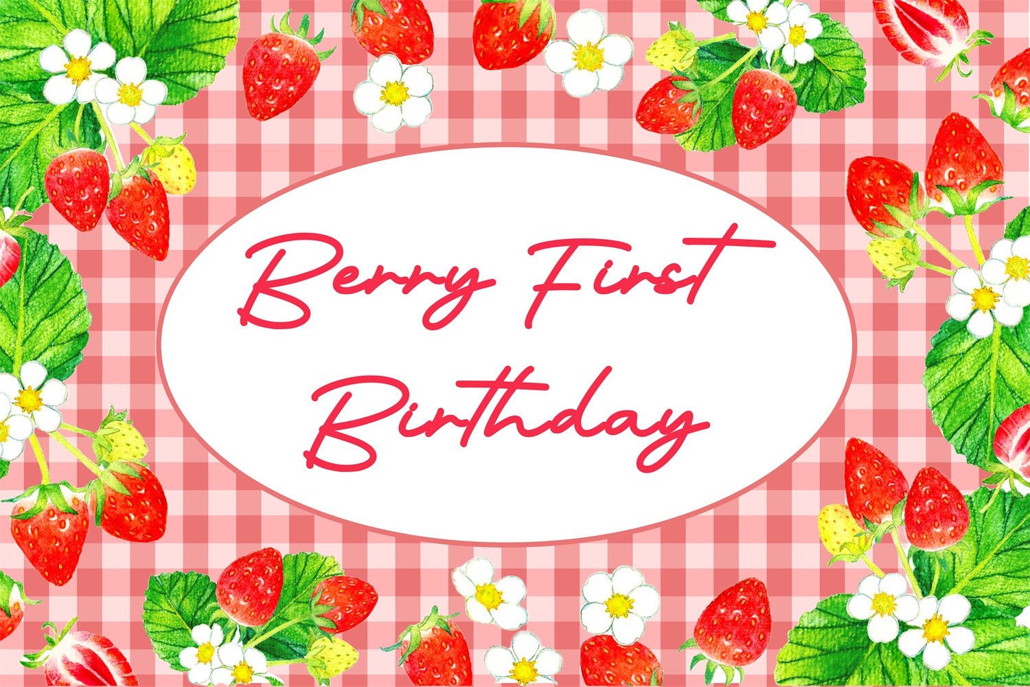 Personalised 1st Birthday Backdrop Sweet Strawberry Garden Backdrop UK BRP3-260