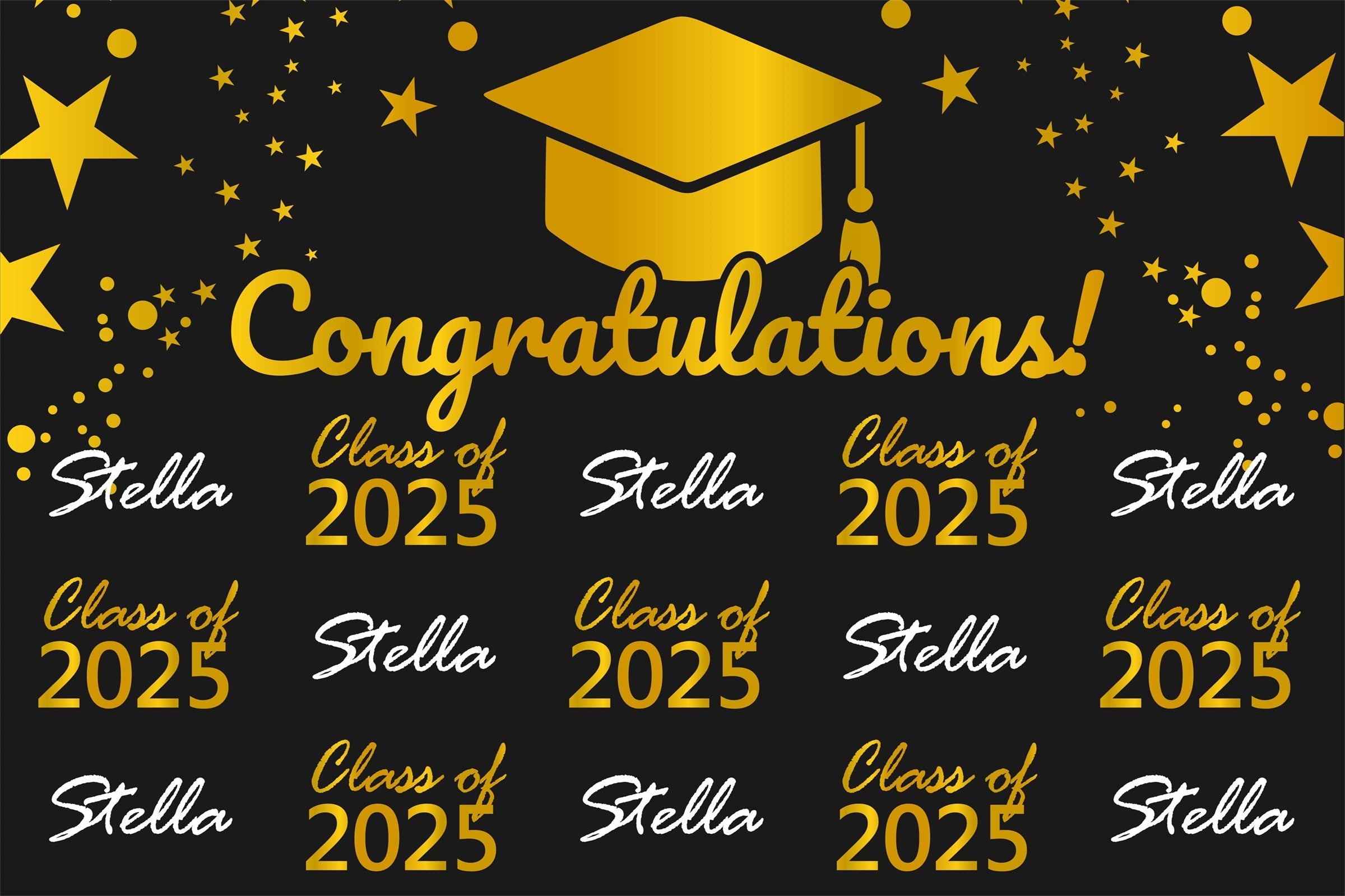 Personalized Graduation Backdrop Elegant Black Graduation Party Backdrop UK BRP3-3