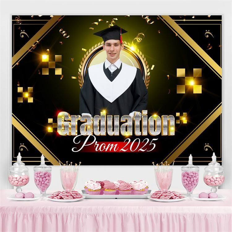 Customized Graduation Backdrop Dazzling Gold Graduation Party Backdrop UK BRP3-30