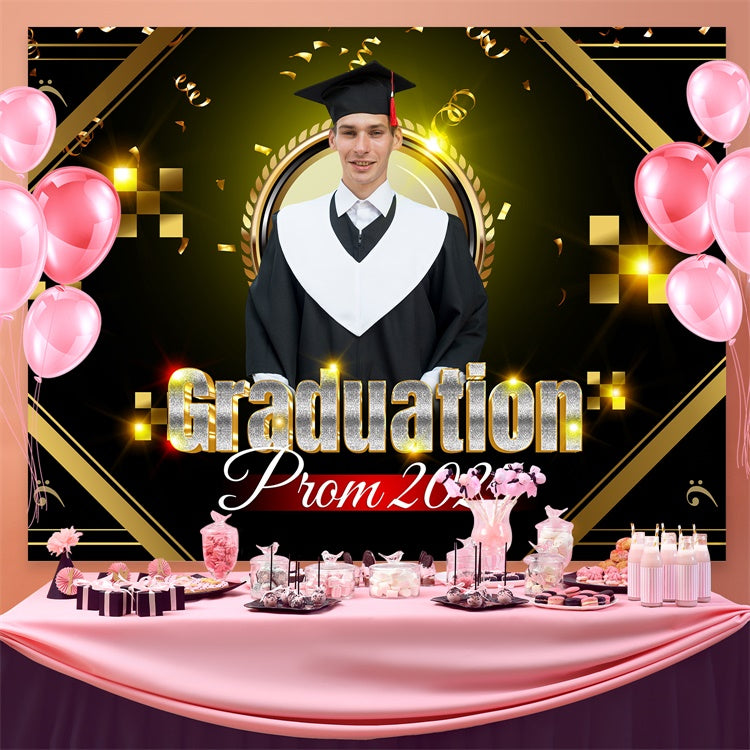 Customized Graduation Backdrop Dazzling Gold Graduation Party Backdrop UK BRP3-30