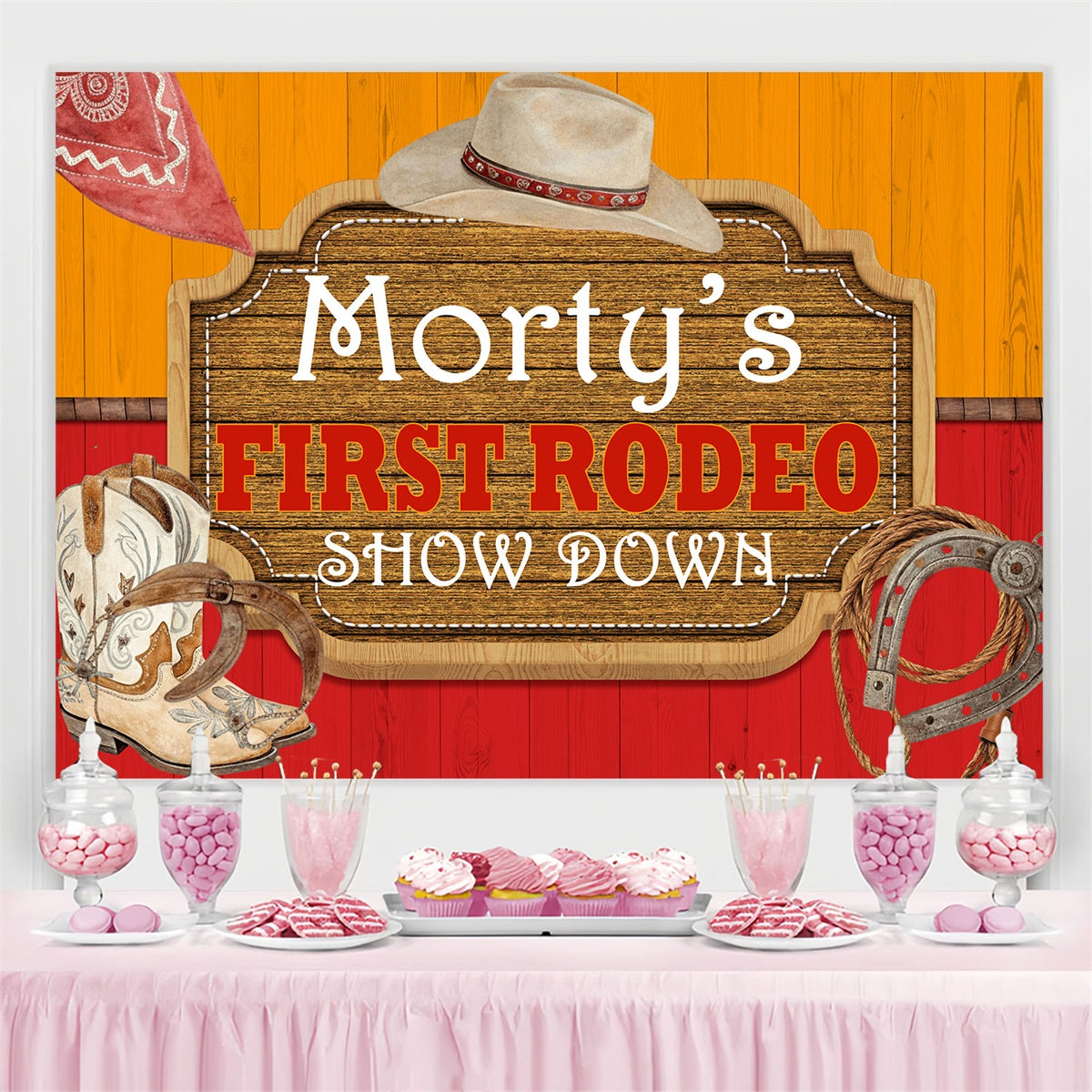 Custom Birthday Party Backdrop Western Cowboy Rodeo Backdrop UK BRP3-31