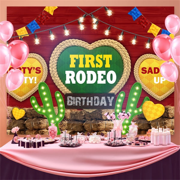 Birthday Backdrop Personalized Wild West Neon Lights Backdrop UK BRP3-32