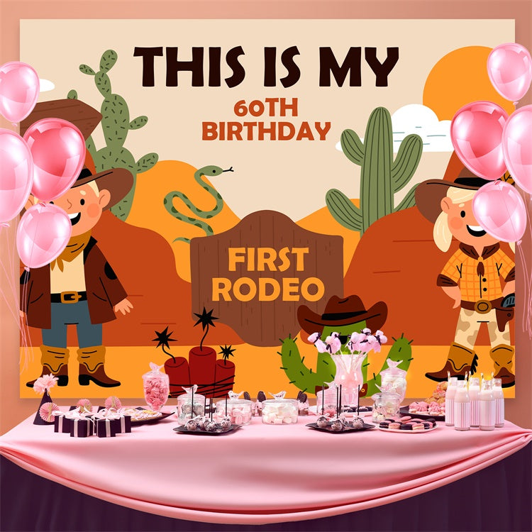 Personalized 60th Birthday Backdrop Western Cowboy Adventure Backdrop UK BRP3-33