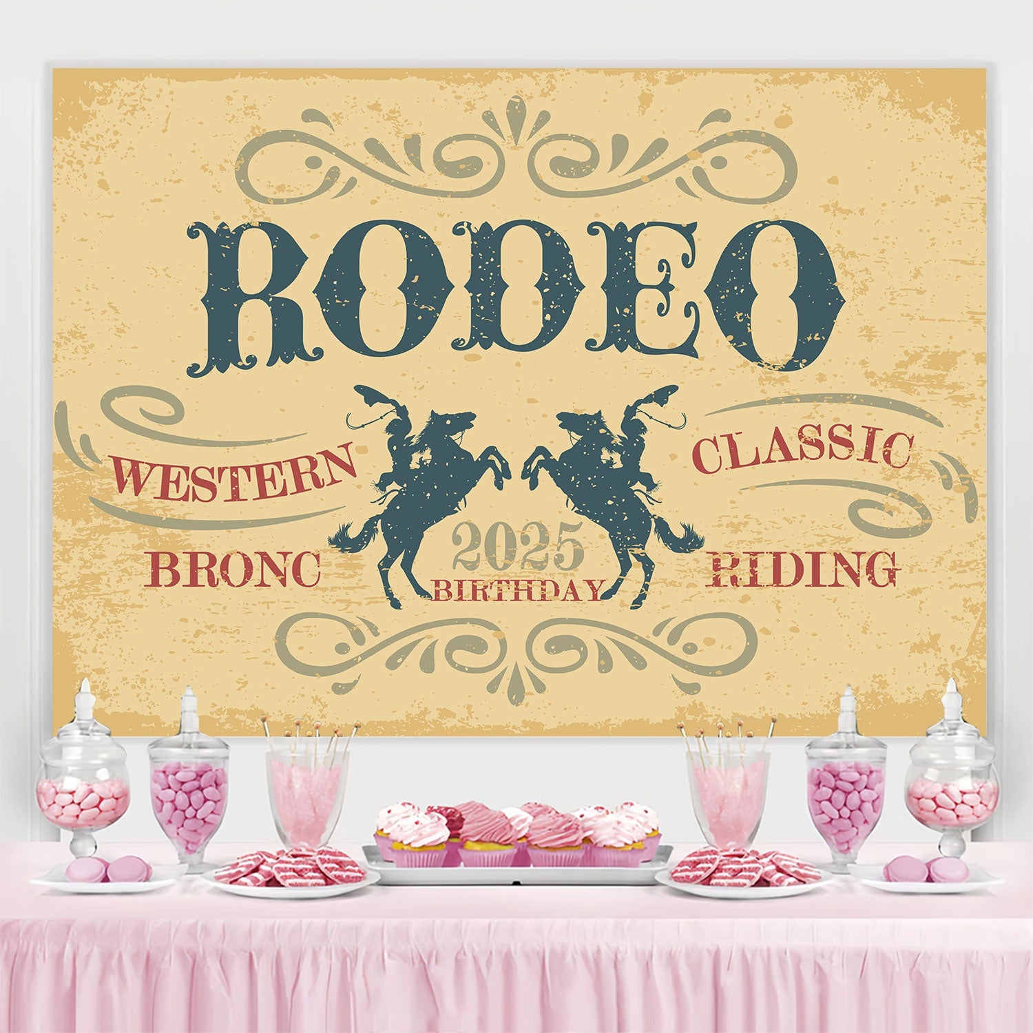 Custom Birthday Party Backdrop Vintage Rodeo Cowboy Backdrop UK BRP3-34