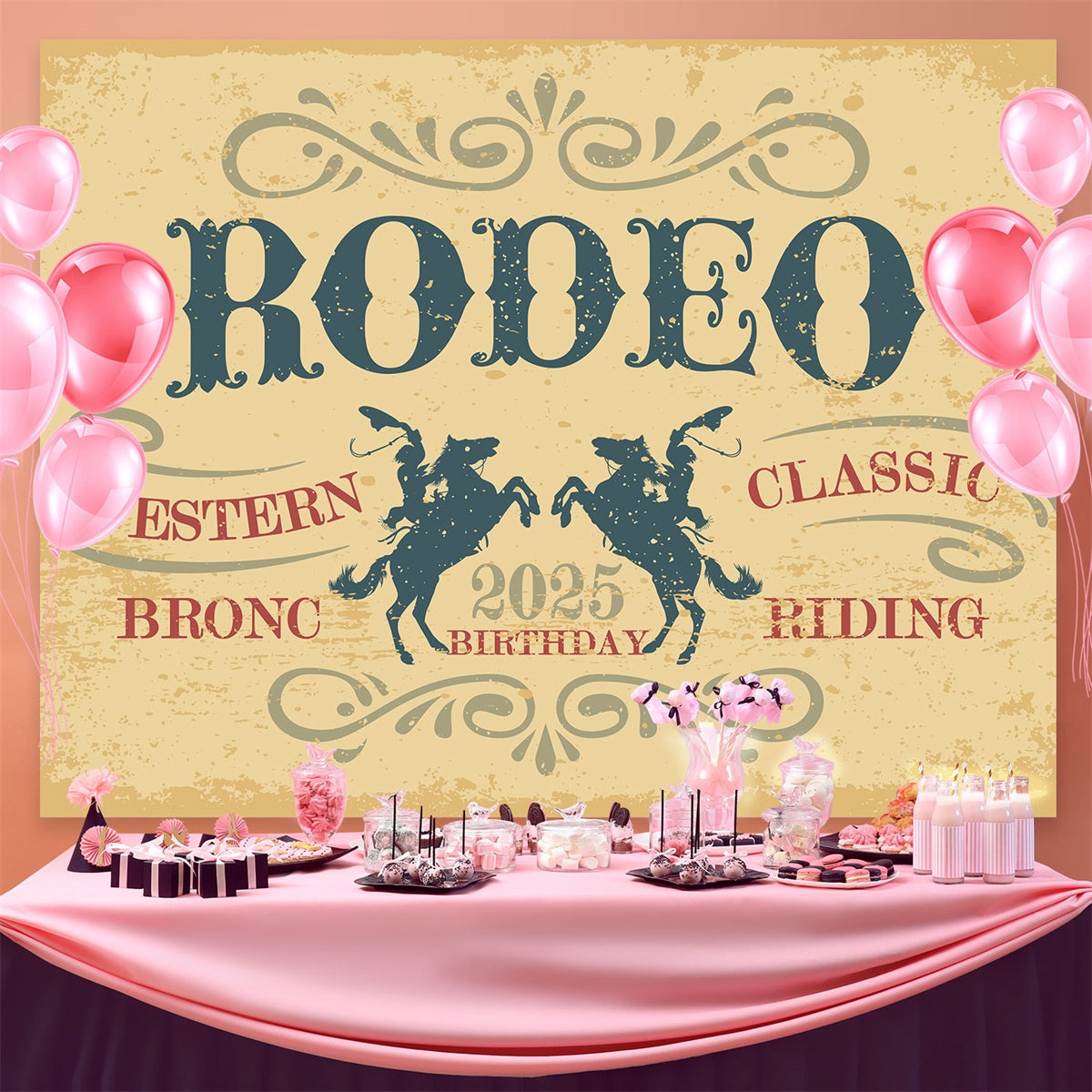 Custom Birthday Party Backdrop Vintage Rodeo Cowboy Backdrop UK BRP3-34