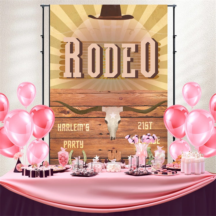 Personalised 21st Birthday Backdrop Western Rustic Rodeo Backdrop UK BRP3-35