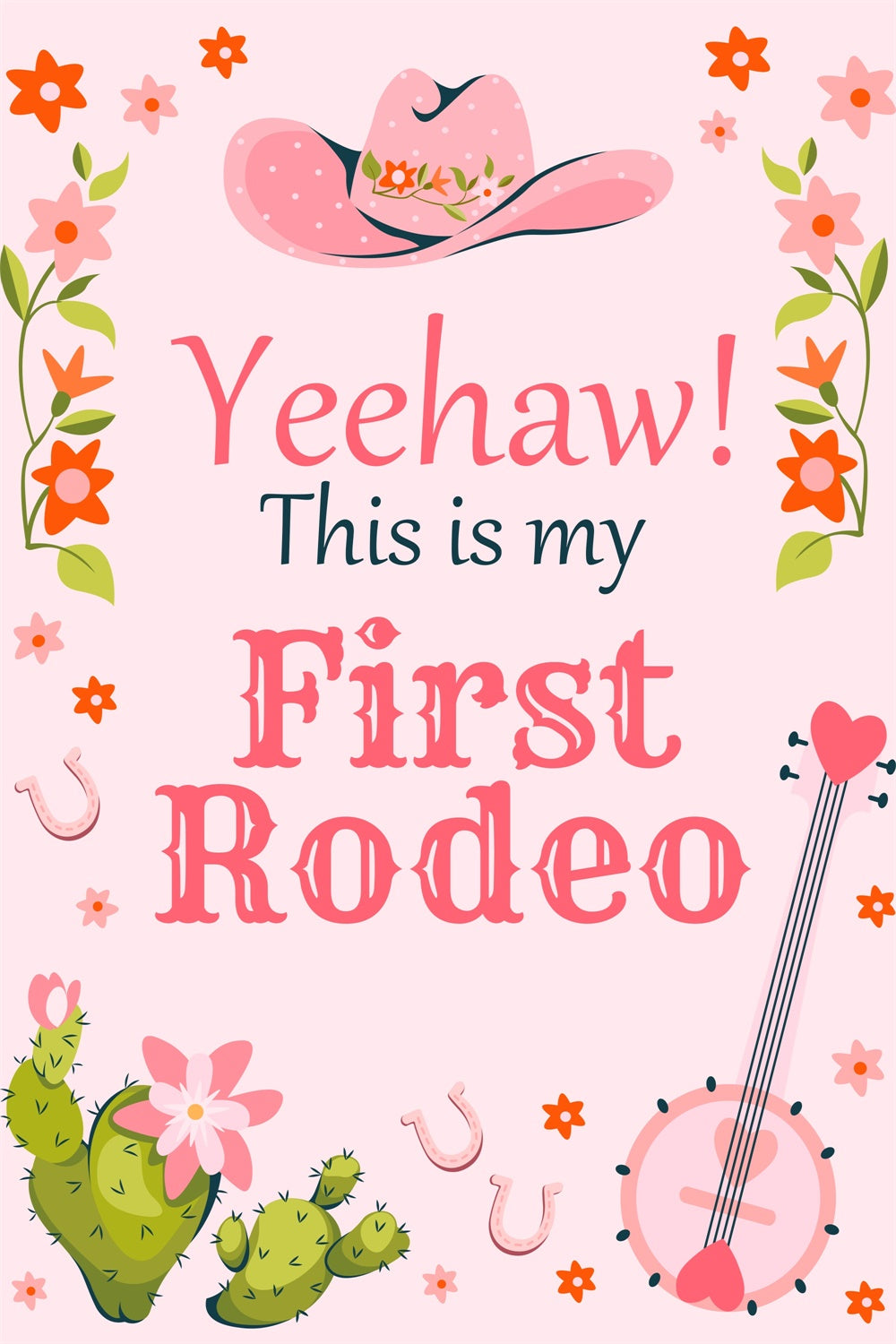 Custom Backdrops For Birthdays Cute Cowgirl Floral Backdrop UK BRP3-37