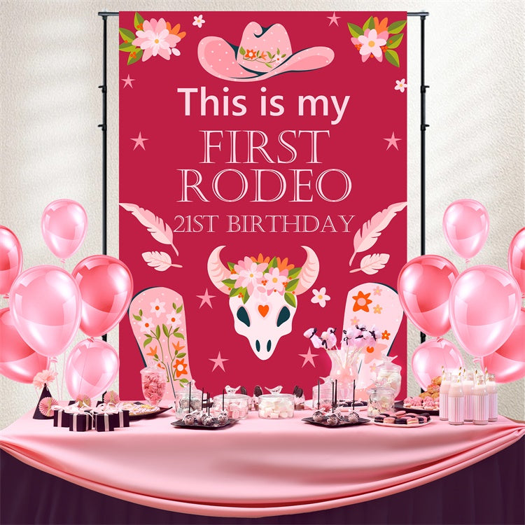 Personalised 21st Birthday Backdrop Cowgirl Boots Party Backdrop UK BRP3-38