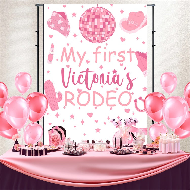 Custom Made Birthday Backdrops Glamorous Pink Cowgirl Backdrop UK BRP3-40