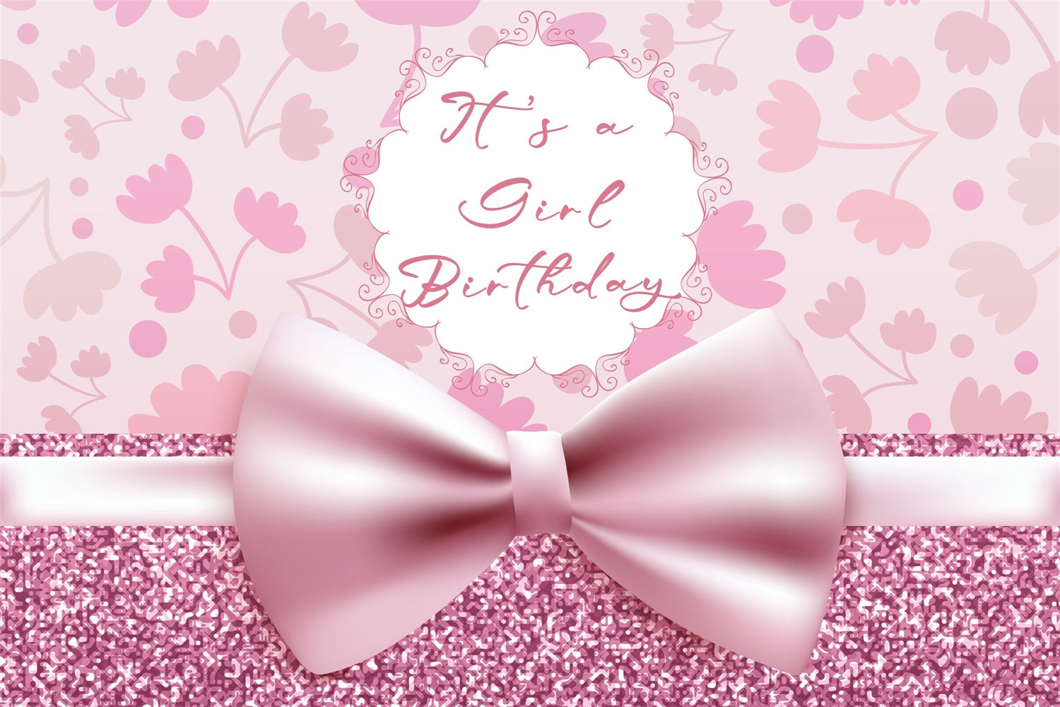 Personalized Birthday Photo Backdrop Romantic Pink Bow Backdrop UK BRP3-56